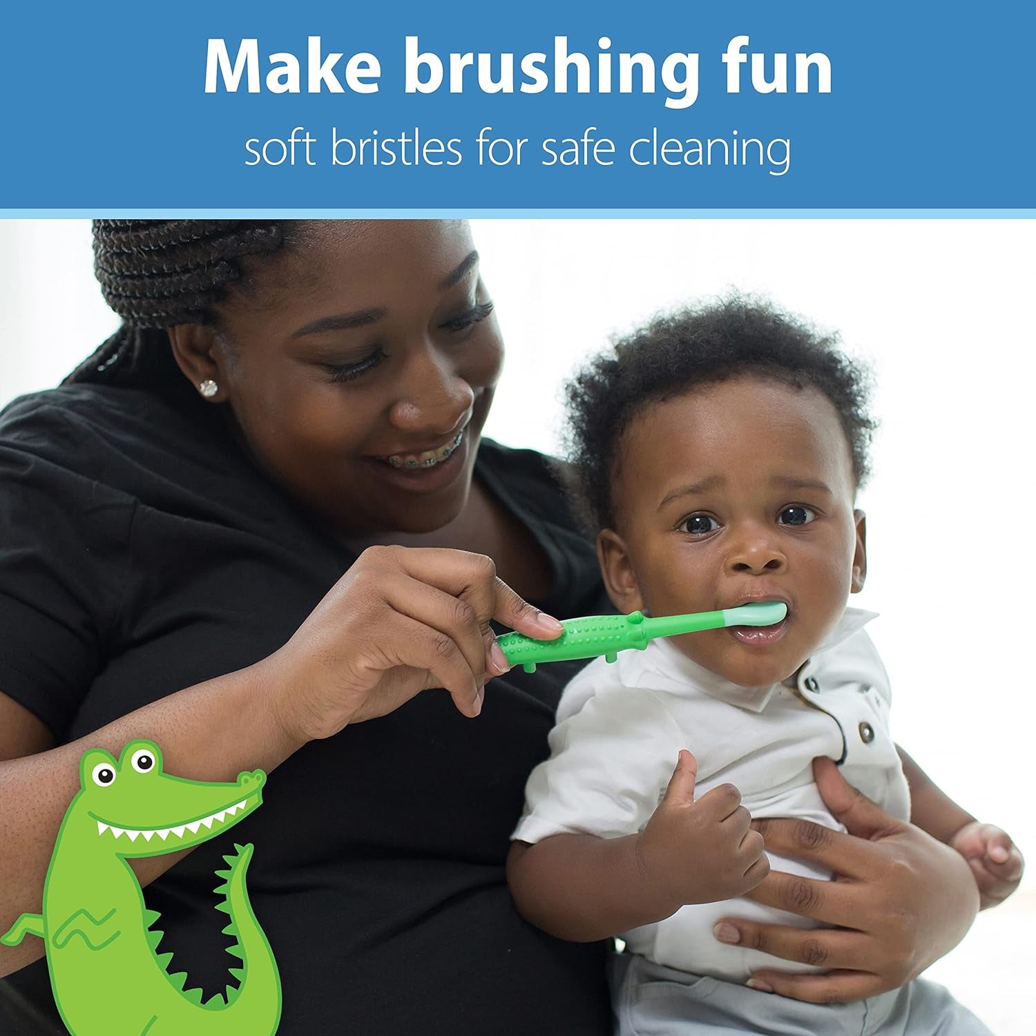 Baby and Toddler Toothbrush, Crocodile 1-Pack, 1-4 Years
