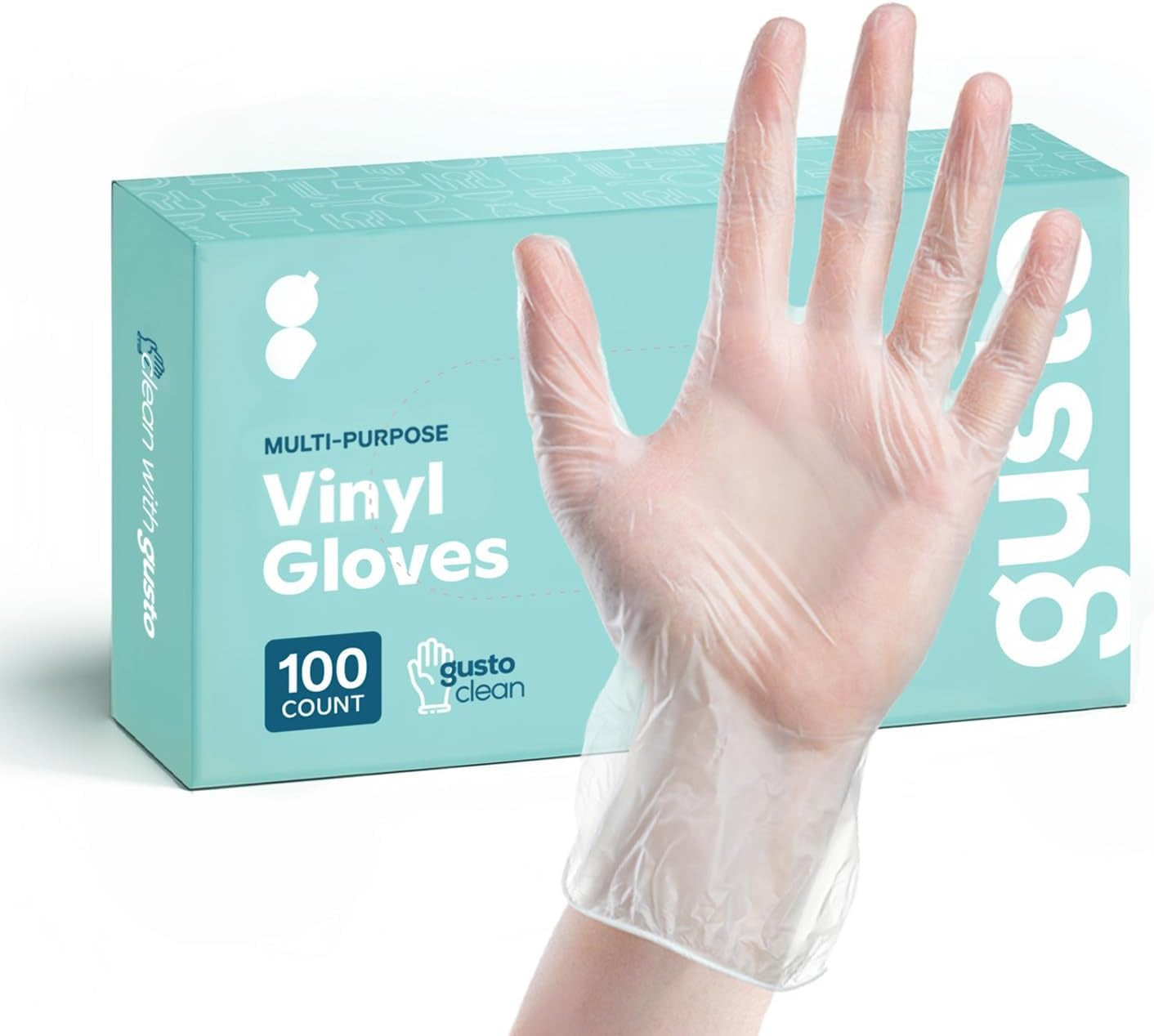 Clear Powder Free Vinyl Disposable Plastic Gloves [100 Pack]